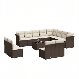 Set Divano da Giardino in Vimini PE Marrone, Arredamento da Esterno dal Design Contemporaneo, Impermeabile con Cuscini in Schiuma ad Alta Densità - Product Image 1