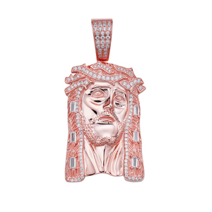 Liontin Yesus mewah berlapis emas mawar besar Gotik detail perhiasan pesta Pria Wanita harga grosir Hip Hop - Product Image 3