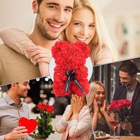 Boîte cadeau créative pour la Saint-Valentin avec ours en rose, fleurs en PE et ours en mousse romantique à câliner