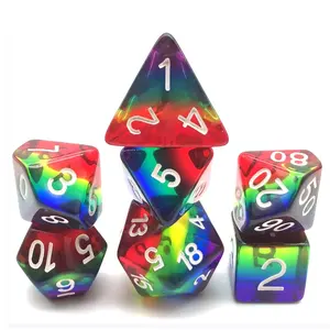 Juego de mesa de arco iris personalizado resina poliedro DnD RPG juego de dados