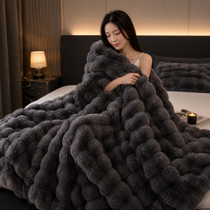 <span class=keywords><strong>Manta</strong></span> de Lujo de Piel Sintética de Conejo, Doble Cara, Gruesa y Afelpada, <span class=keywords><strong>para</strong></span> Cama, Sofá, Oficina, Siesta, Tamaño y Color Personalizables - Product Image 5
