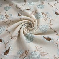Tissu en maille de polyester avec broderie florale cachemire vert menthe et marron, séchage rapide, léger, pour la mariée et le textile de maison