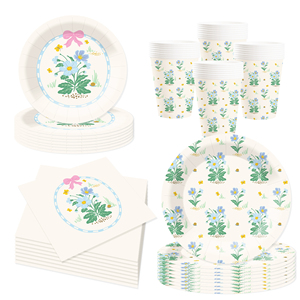 DAMAI - Vajilla de Papel con Diseño Floral para Fiestas, Baby Shower, Despedida de Soltera, Fiesta de Té, Platos, Vasos y Servilletas - Product Image 3