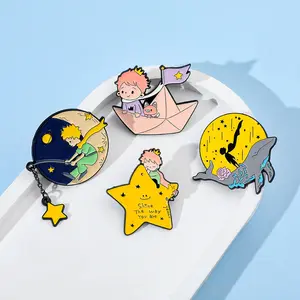 Classic fairy tale little prince enamel pins for hat cloth backpack cute cartoon kids brooch