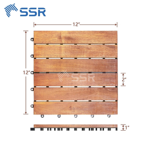 Golden Teak 6 Slat Acacia Wood Decking <b>Tiles</b> Outdoor <b>Interlocking</b> Floor <b>Tiles</b> Waterproof, Surface Mounted from Vietnam - Product Image 2