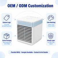 OEM Grosir Mini Portable Bladeless 5-in-1 USB Air Cooler Lampu LED 7 Warna Tangki Air 500ml dan 3 Kecepatan