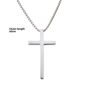 Collar con Cruz <span class=keywords><strong>de</strong></span> Acero Inoxidable Pulido, Grabado Personalizado, Estilo Deportivo Unisex, Cadena <span class=keywords><strong>de</strong></span> Eslabones, <span class=keywords><strong>Dios</strong></span> te Bendiga - Product Image 5