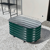 Jardinière surélevée en acier durable au design minimaliste, auto-arrosante, avec roues, revêtement poudré, kit de pot de fleurs ovale pour la maison, 105x60x28cm
