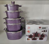 Ensemble de 10 casseroles en aluminium robustes 20/24/28/32 cm, casserole carrée 28 cm, casserole peu profonde, revêtement antiadhésif en marbre, grande capacité
