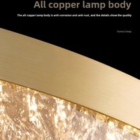 2025 Moderne Simple Élégant Tout-Cuivre Résine Lustre De Luxe pour Salon Chambre Salle À Manger Anneau Lampe pour La Maison Pendentif Lumières