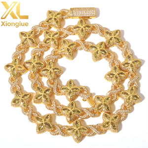 American Hip Hop <b>Clover</b> 8-Character Chain Cuban Chain Men's Necklace Jewelry High Grade Zircon <b>Bracelet</b> - Product Image 2