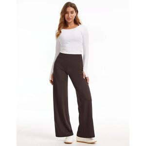 FOXA Pantalones de yoga de pierna ancha para mujer, cintura alta, sin costura frontal, con bolsillos, leggings de entrenamiento - Product Image 6