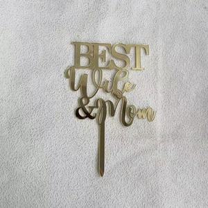 Nouvelle Décoration de Gâteau Tendance Ins : Joyeux Anniversaire <span class=keywords><strong>Maman</strong></span> et Papa – Présentoir à Gâteau en Acrylique avec Lettres Anglaises – Topper de Gâteau Joyeux Anniversaire à Insérer - Product Image 4