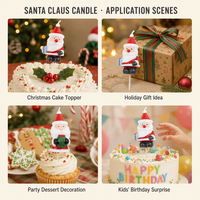 Bougie de Noël personnalisée OEM en forme de Père Noël, en cire de paraffine, pour décoration de gâteau et de fête de Noël