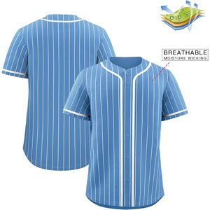 Pinstripe Baseball Jersey Unisex Adult Breathable Button Down Team Sports Uniform - Product Image 3