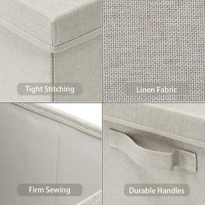 HOONEX Contenitori Pieghevoli e Impilabili, Set da 2 con Coperchi e Maniglie, Cartone Resistente 165x118x75 Pollici Beige - Per Scarpe, Libri, Vestiti - Product Image 4