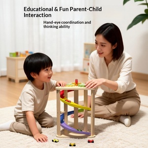 Juguete de Pista de Carreras de Madera Montessori, Rampa Espiral Giratoria, Set de Vehículos Deslizantes Coloridos, Regalo Educativo para Desarrollo de Motricidad Fina StarQmi 3-6 - Product Image 3