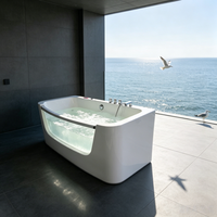 Baignoire Spa Jacuzzi Moderne Zevana 1,6m/1,7m en Acrylique, Design Autoportant Écologique, Massage à Jets d'Air pour Villa, 2 Personnes