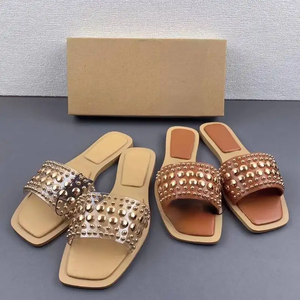 Sandalias <span class=keywords><strong>de</strong></span> Mujer con Diamantes <span class=keywords><strong>de</strong></span> Imitación, Estilo Veraniego, Planas, Casuales, <span class=keywords><strong>de</strong></span> Lujo - Product Image 3