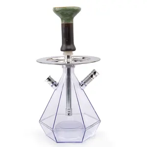 Fumoir en verre acrylique de conception pyramide de haute qualité avec ensemble de fumoir en aluminium en céramique à longue jambe pour fumer pour la vente en gros de cadeaux