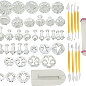 Outils de pâtisserie : Kit de décoration de gâteaux en fondant et sucre, 14 ensembles (46 pièces), comprenant des moules à biscuits et des emporte-pièces à piston pour glaçage - Product Image 1