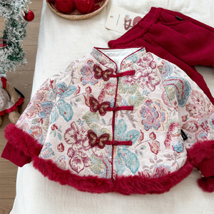 Traditional Chinese Baby Girls Two Piece Set Thickening New Year Outfit With Label And Tags - Product Image 2