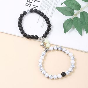 Pulseras de Piedras Naturales Turquesa Esmerilada con Cuentas que Brillan en la Oscuridad, Juego de Pulseras Magnéticas para Parejas con Corazón - Product Image 4