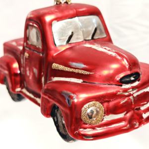 Decorazione Natalizia in Vetro a Forma di Pickup e Trattore Vintage Rosso, Ornamento da Appendere, Regalo Festivo a Prezzo di Fabbrica - Product Image 3