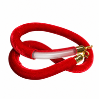 Corde de délimitation en velours rouge de 1,5 m avec crochets dorés, corde de barrière robuste à noyau en caoutchouc rempli de sable pour le contrôle des foules lors d'événements VIP