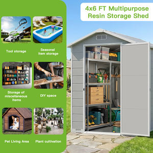 <span class=keywords><strong>Abri</strong></span> <span class=keywords><strong>de</strong></span> <span class=keywords><strong>jardin</strong></span> extérieur en PP imperméable, écologique, durable et résistant à la décomposition, 4x6 pieds, avec plancher, <span class=keywords><strong>pour</strong></span> usage en <span class=keywords><strong>jardin</strong></span> - Product Image 6