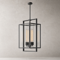Lustre suspendu moderne en métal doré rectangulaire à 3 lumières pour hall d'hôtel, salle à manger, projets