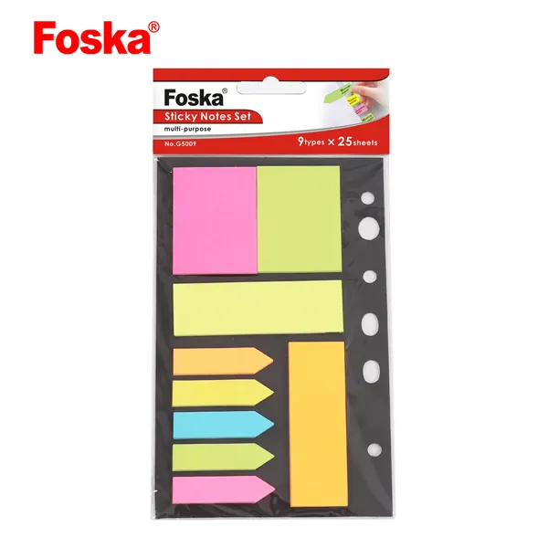 Foska अलग अलग आकार रंगीन ऑफसेट ज्ञापन पैड चिपचिपा नोट्स सेट