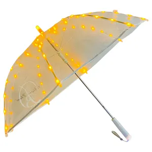 Good Quality Customer Straight Clear Led Umbrella Special Reflective Edge Transparent Lighting Umbrella