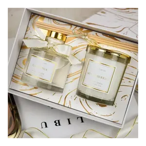 <strong>Scented</strong> <strong>Candle</strong> <strong>Gift</strong> <strong>Set</strong> Luxury Reed Diffuser Packaging Reed Diffuser and <strong>Candle</strong> <strong>Gift</strong> Box <strong>Set</strong> - Product Image 1