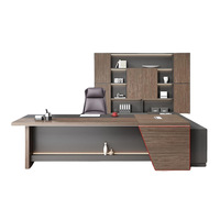 Conjunto de Escritorio y Silla Ejecutiva Minimalista Moderna de Alta Gama con Construcción de Madera para Espacios Comerciales