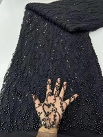 Tissu de dentelle lourde perlée de luxe avec sequins et perles, dentelle guipure cordonnée perlée pour robes de mariée
