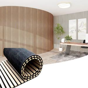 Panneau mural acoustique flexible en bois moderne SANYUAN, en MDF, avec lattes en bois, en feutre, incurvé, absorbant le son, 3D, pour usage commercial en intérieur, couleur personnalisée - Product Image 4