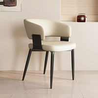 Silla de Comedor de Lujo Minimalista Moderna de Estilo Italiano, Estructura de Acero Inoxidable, Asiento de Cuero, Diseño Portátil para Hogar, Oficina, Casual