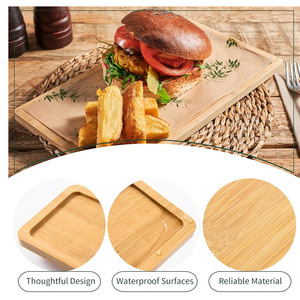 Plateau de service en bambou à quatre directions, motif bois, écologique, pour desserts, service à thé, fruits, usage domestique - Product Image 2