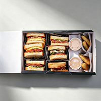 Caja de Cartón para Ketchup con Tapa Lateral Abatible, Estilo Americano Minimalista, Negra, Desechable, Personalizada de Fábrica, para Hamburguesas y Pollo Frito