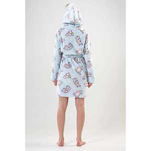 Bata de Felpa Azul Cristal para Mujer, Manga Larga, Suave, con Capucha, Ropa de Dormir Informal - Product Image 1