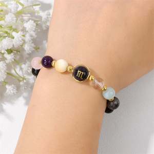 Wholesale Natural <b>Crystal</b> <b>Healing</b> Anxiety Jewelry Elastic Constellations <b>Crystal</b> Energy 7 Chakra 12 Zodiac Bead <b>Bracelets</b> - Product Image 6