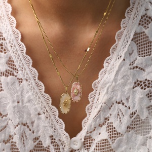 HB0701 จี้หินธรรมชาติแฟชั่นสุดฮิต ชุบทอง 18K สแตนเลส รูปดาว <span class=keywords><strong>งู</strong></span> พระอาทิตย์ เครื่องประดับผู้หญิง ไม่ลอกสี - Product Image 4