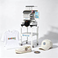 Machine à broder mini-ordinateur à tête unique en stock pour usage domestique et professionnel, 9/12/15 aiguilles, 1200 tr/min, broderie de casquettes et de t-shirts