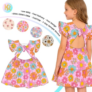 Kerui Ingrosso Abiti Estivi con Maniche a Volant per Bambine da 2 a 14 <span class=keywords><strong>Anni</strong></span> Stampe Personalizzate Vestiti per Ragazze - Product Image 1