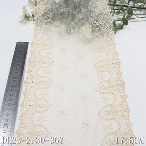 Lingerie accessoires dentelle tissu blanc Floral Stretch broderie bordure dentelle garniture avec strass pour Abaya robe <span class=keywords><strong>de</strong></span> mariée - Product Image 4