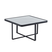 Furnature Design Ensemble de tables basses de forme carrée, en métal, pieds noirs Ensemble de tables à thé imbriquées à prix d'usine, design moderne