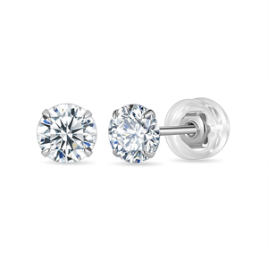Classic Style Four-Prong Luxury Round Earring Moissanite Fine Jewelry Vvs 925 <strong>Sterling</strong> <strong>Silver</strong> Certified GRA <strong>Stud</strong> for Men Women - Product Image 1