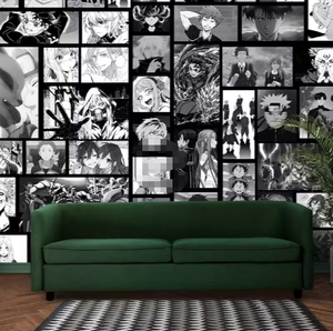 อะนิเมะตัวละครการ์ตูนญี่ปุ่นสีดำและสีขาวลอกและวางภาพจิตรกรรมฝาผนังวอลล์เปเปอร์ที่ถอดออกได้ - Product Image 4