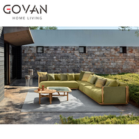 Sofá de Exterior Master Built con Cojines de Secado Rápido, Estructura de Teca Resistente a la Intemperie, Ideal para Piscinas, Patios y Terrazas